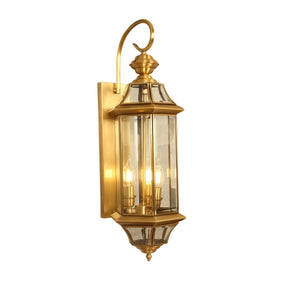 JS-GL-B6008-3 - ANTIQUE BRASS METAL BRASS & GLASS Brass Wall Light