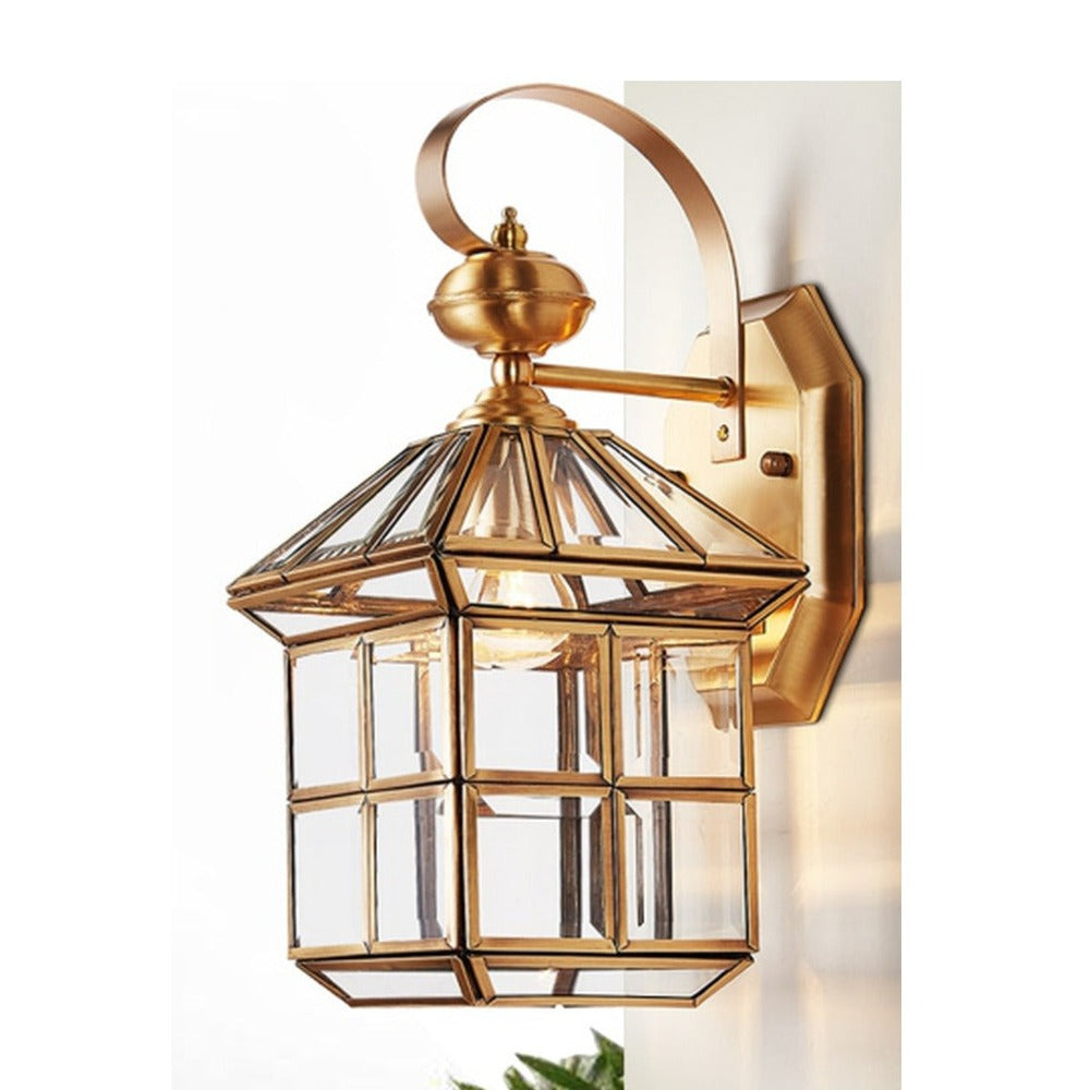 JS-GL-B6025 - ANTIQUE BRASS METAL BRASS & GLASS Brass Wall Light