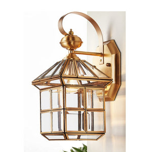 JS-GL-B6025 - ANTIQUE BRASS METAL BRASS & GLASS Brass Wall Light