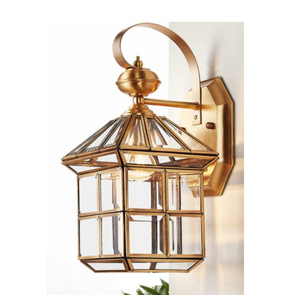JS-GL-B6025 - ANTIQUE BRASS METAL BRASS & GLASS Brass Wall Light