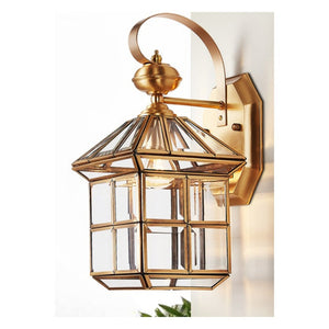 JS-GL-B6025 - ANTIQUE BRASS METAL BRASS & GLASS Brass Wall Light