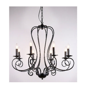 JS-GL-C114-8 - BLACK METAL Candle Arm Chandelier