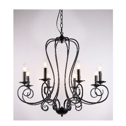 JS-GL-C114-8 - BLACK METAL Candle Arm Chandelier