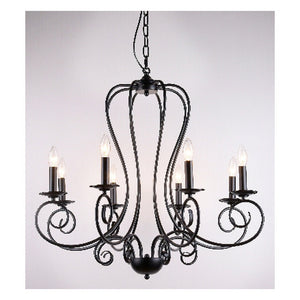 JS-GL-C114-8 - BLACK METAL Candle Arm Chandelier