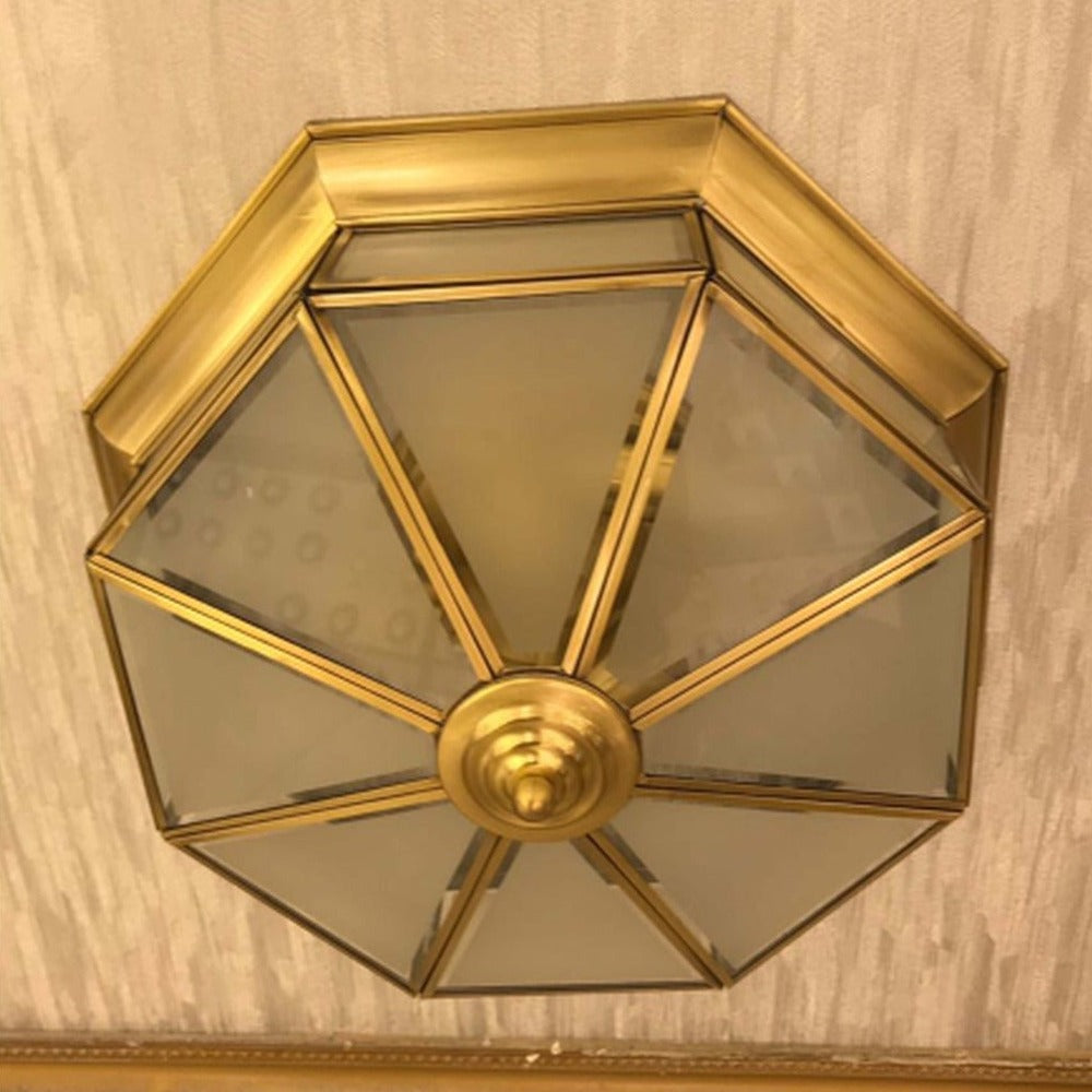 JS-GL-C6055-M - BRASS GOLD METAL & GLASS Brass ceiling light