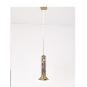JS-GL-DL-HA - Brushed Brass Metal Marble Hanging Light