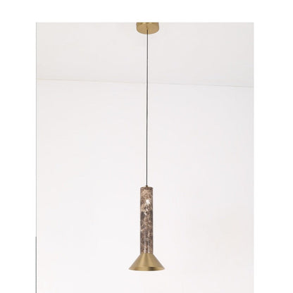 JS-GL-DL-HA - Brushed Brass Metal Marble Hanging Light
