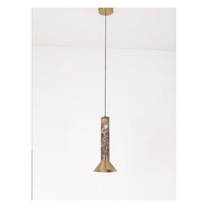 JS-GL-DL-HA - Brushed Brass Metal Marble Hanging Light