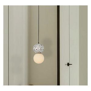 JS-GL-FD1630-TR (A) - ANTIQUE BRASS & TERRAZZO METAL Glass Hanging Light