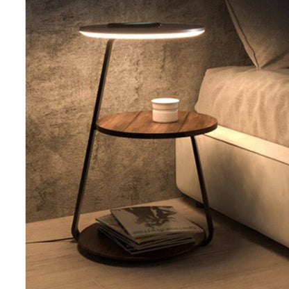 JS-GL-FL 2202 - GREY & BLACK METAL & WOOD & ACRYLIC Wooden Floor Lamp