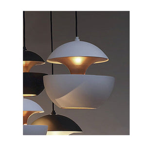 JS-GL-FY032-WH - WHITE & GOLD Metal Hanging Light
