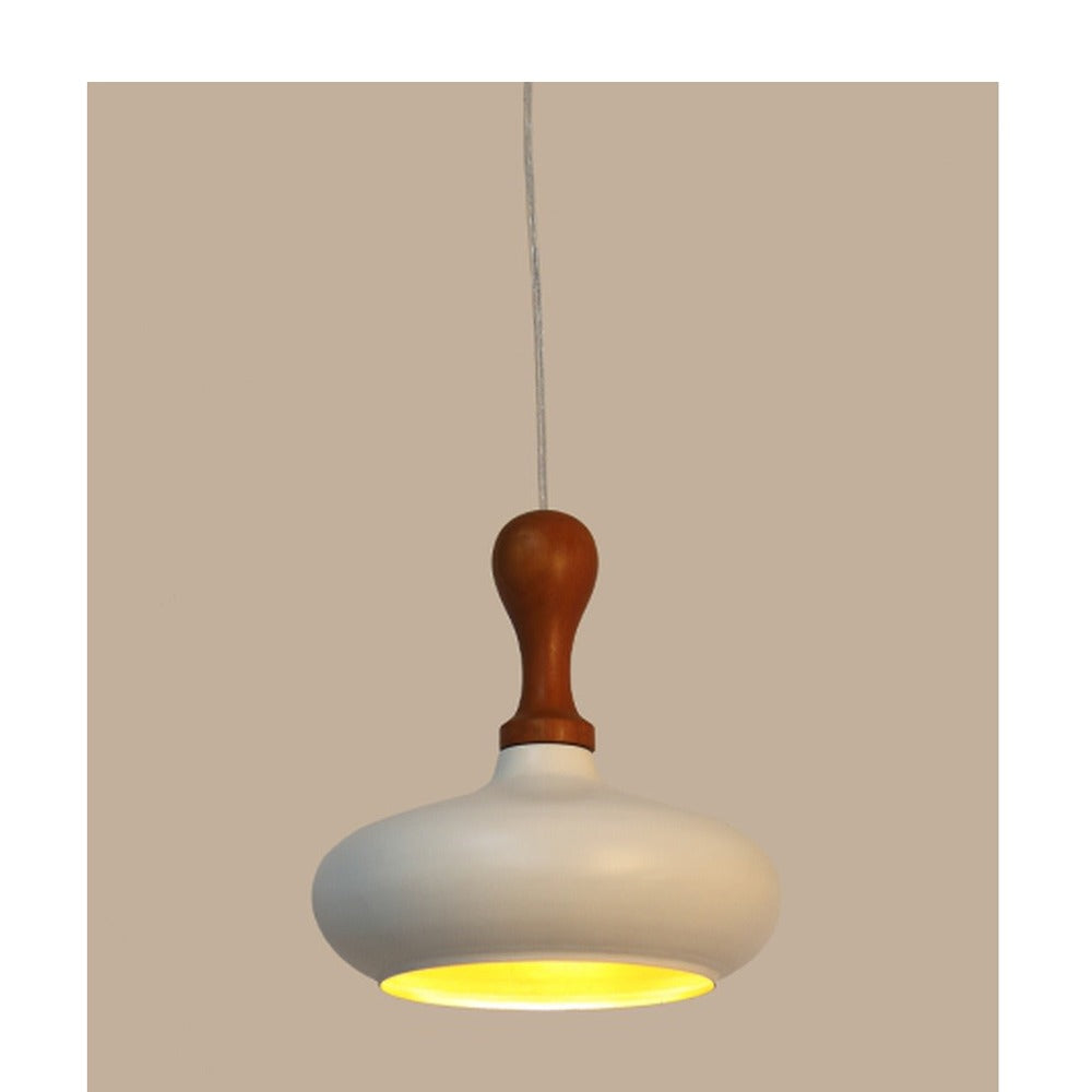 JS-GL-FY037-1 - WHITE & GOLD WOOD Metal Hanging Light