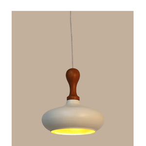 JS-GL-FY037-1 - WHITE & GOLD WOOD Metal Hanging Light