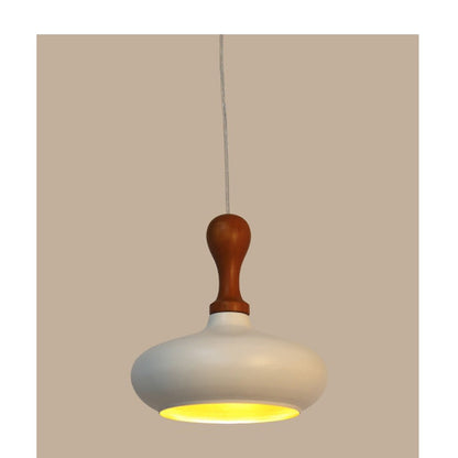 JS-GL-FY037-1 - WHITE & GOLD WOOD Metal Hanging Light