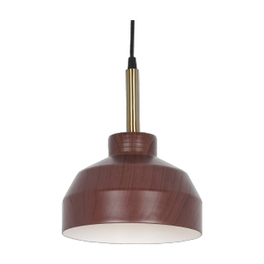 JS-GL-FY046-DW - DARK WOOD & ANTIQUE BRASS & WHITE Metal Hanging Light