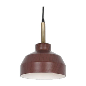 JS-GL-FY046-DW - DARK WOOD & ANTIQUE BRASS & WHITE Metal Hanging Light