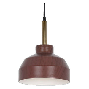 JS-GL-FY046-DW - DARK WOOD & ANTIQUE BRASS & WHITE Metal Hanging Light