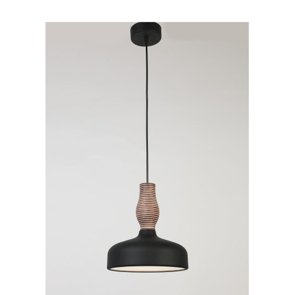 JS-GL-FY06 - BLACK & BROWN & WHITE ACRYLIC & WOOD Metal Hanging Light