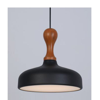 JS-GL-FY 043 - BLACK ACRYLIC & WOOD Metal Hanging Light
