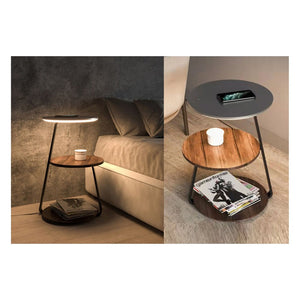 JS-GL-GEF 2202 - Grey & Black Metal & Wood & Acrylic Wooden Floor Lamp