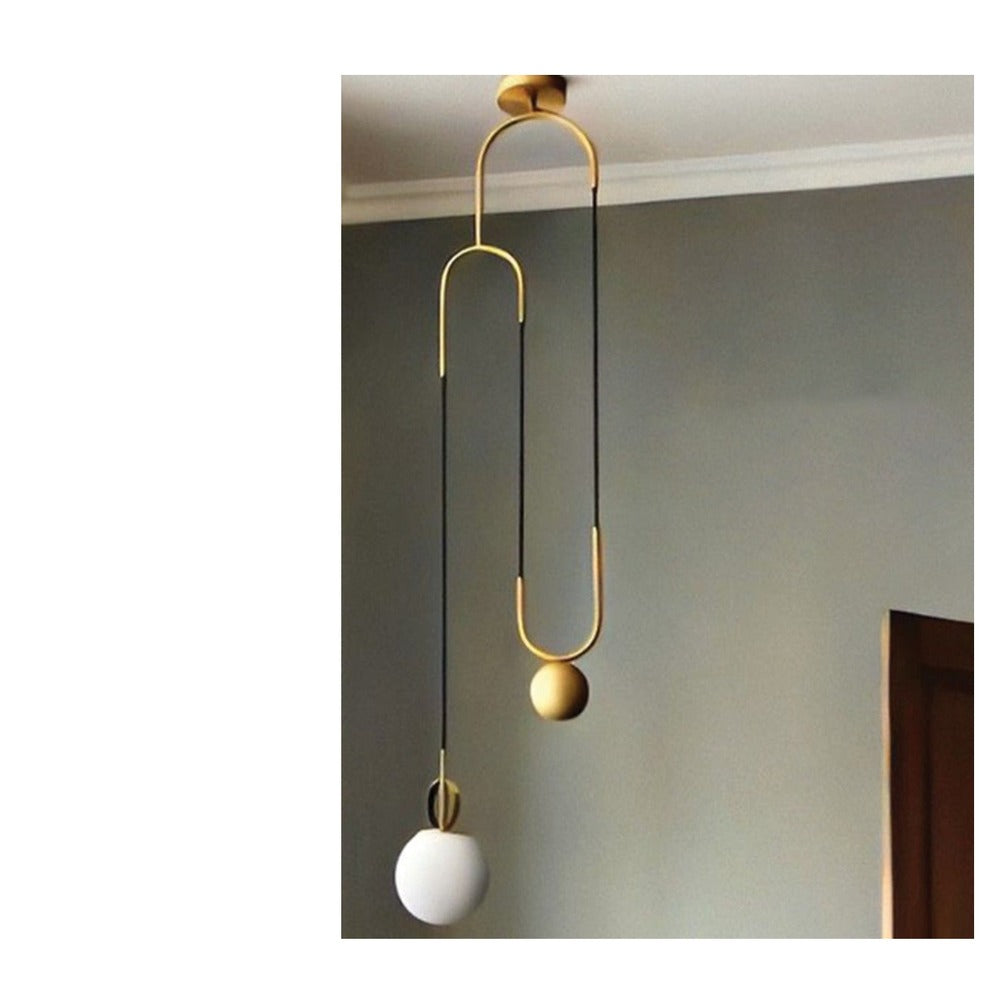 JS-GL-GEH-3U - ANTIQUE BRASS METAL & GLASS Cluster Hanging Light