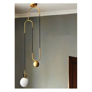 JS-GL-GEH-3U - ANTIQUE BRASS METAL & GLASS Cluster Hanging Light