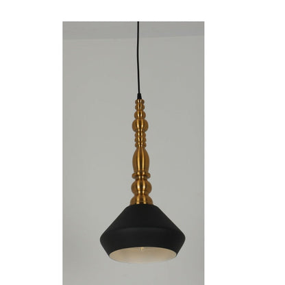 JS-GL-GEH 21-1 BK - Antique Brass & Black & White Metal Concrete Hanging Light