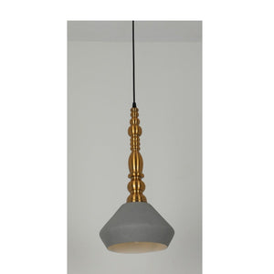 JS-GL-GEH 21-1 GRY - Antique Brass & White Metal & Cement Grey Concrete Hanging Light