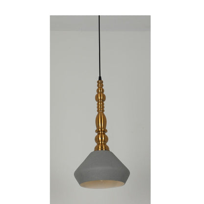 JS-GL-GEH 21-1 GRY - Antique Brass & White Metal & Cement Grey Concrete Hanging Light