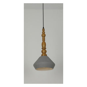 JS-GL-GEH 21-1 GRY - Antique Brass & White Metal & Cement Grey Concrete Hanging Light