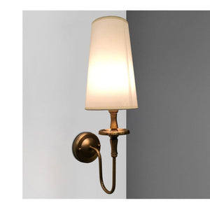 JS-GL-GEW 1006-1 - ANTIQUE BRASS METAL & FABRIC SHADE Cloth Shade Wall Light