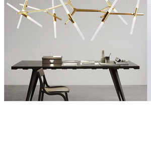 JS-GL-LD141-14 - Antique Brass Metal & Glass Rectangular Chandelier