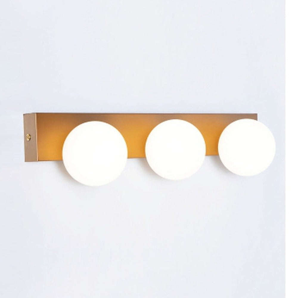 JS-GL-LED 3XA - MATT BRASS METAL & GLASS Led Mirror Lights