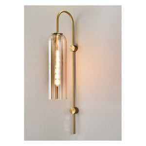 JS-GL-LN 9525-AM - ANTIQUE BRASS METAL Glass Wall Light