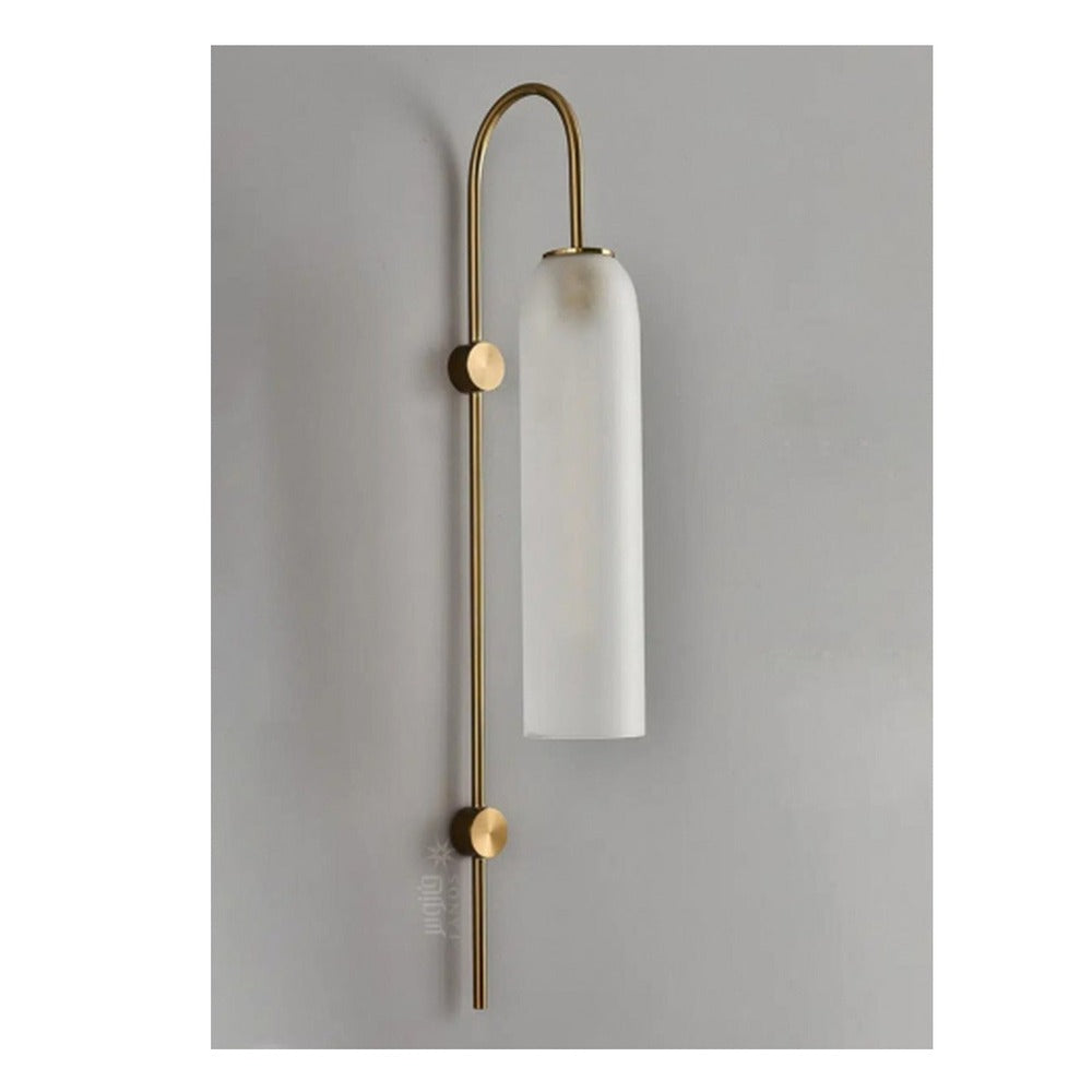 JS-GL-LN 9525-WH - ANTIQUE BRASS METAL Glass Wall Light