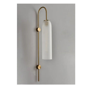 JS-GL-LN 9525-WH - ANTIQUE BRASS METAL Glass Wall Light