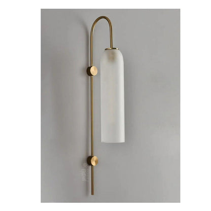 JS-GL-LN 9525-WH - ANTIQUE BRASS METAL Glass Wall Light