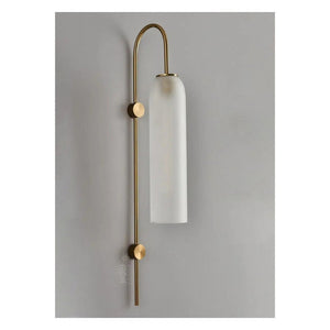 JS-GL-LN 9525-WH - ANTIQUE BRASS METAL Glass Wall Light