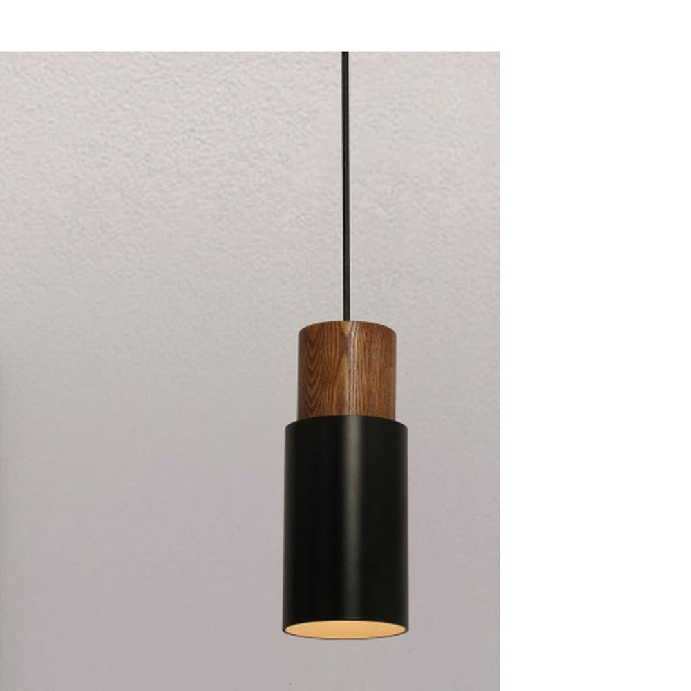 JS-GL-M406S - BROWN & WHITE & BLACK WOOD Metal Hanging Light