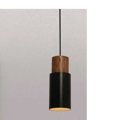 JS-GL-M406S - BROWN & WHITE & BLACK WOOD Metal Hanging Light