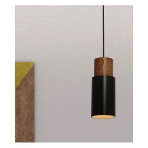 JS-GL-M406S - BROWN & WHITE & BLACK WOOD Metal Hanging Light