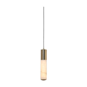 JS-GL-MB-1H - Antique Brass Metal Marble Hanging Light
