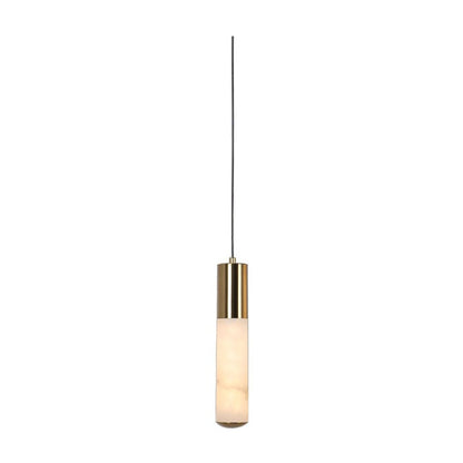 JS-GL-MB-1H - Antique Brass Metal Marble Hanging Light