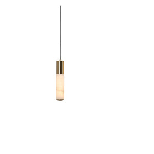 JS-GL-MB-1H - Antique Brass Metal Marble Hanging Light