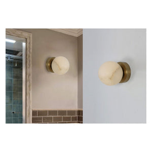JS-GL-MB115 - Antique Brass Metal & Onyx Marble Wall Light