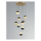 JS-GL-MB150-9H - Antique Brass Metal & Onyx Marble Marbel Chandelier