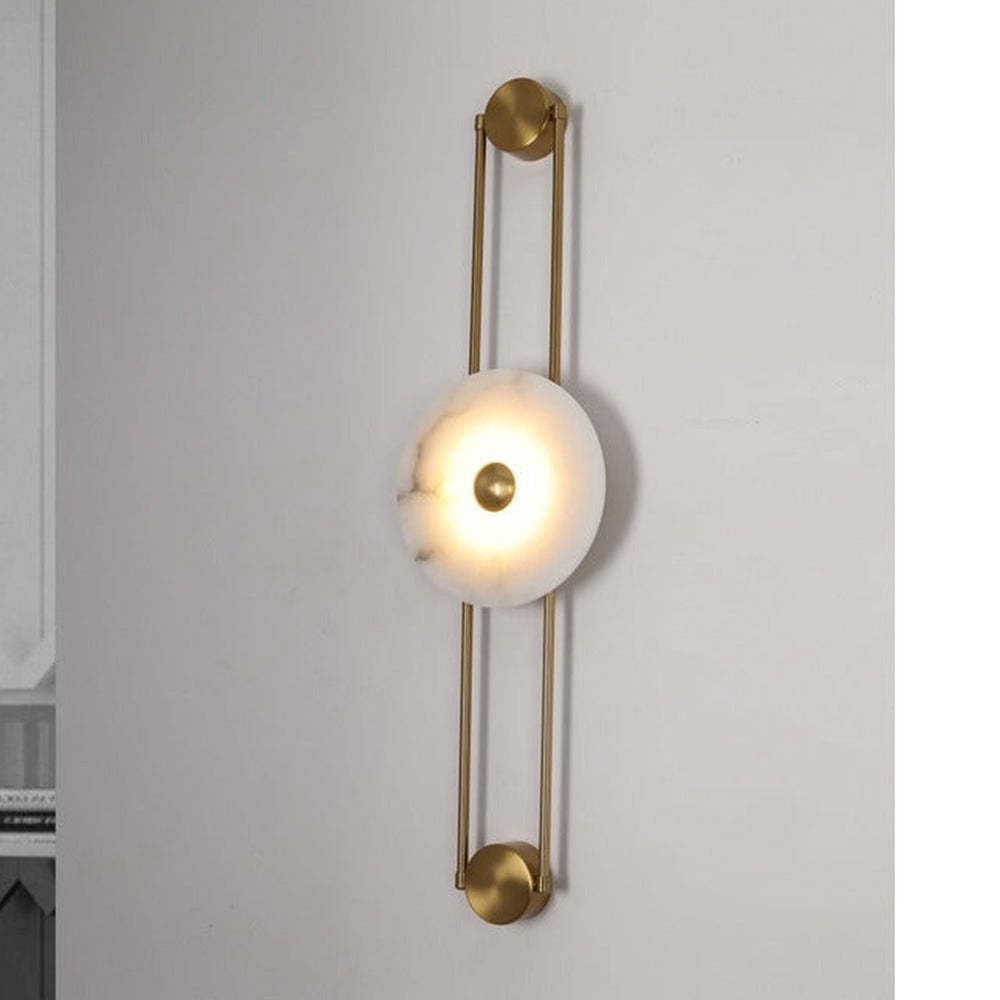 JS-GL-MB2403-1W - Antique Brass Onyx Marble & Metal Marble Wall Light
