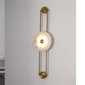 JS-GL-MB2403-1W - Antique Brass Onyx Marble & Metal Marble Wall Light