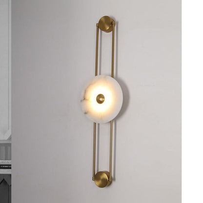 JS-GL-MB2403-1W - Antique Brass Onyx Marble & Metal Marble Wall Light