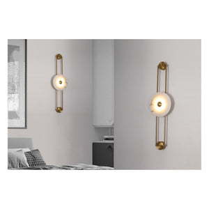 JS-GL-MB2403-1W - Antique Brass Onyx Marble & Metal Marble Wall Light